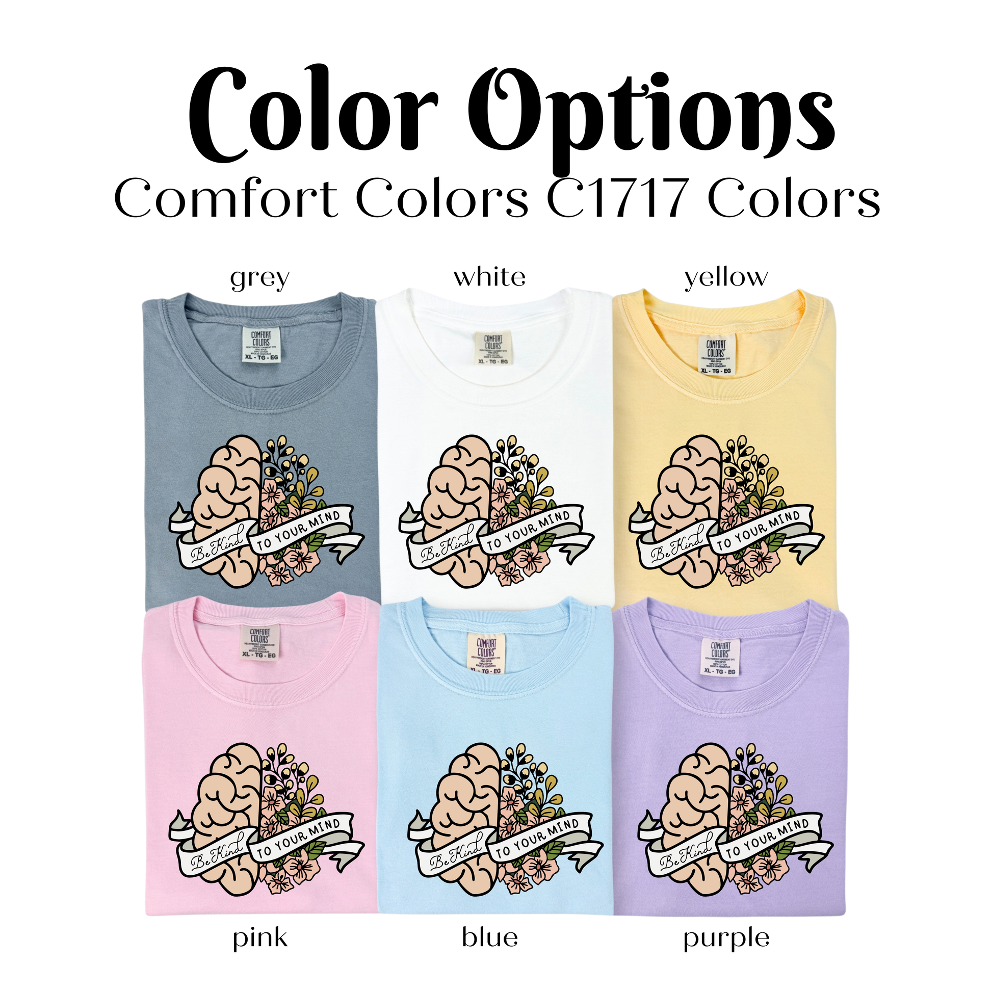 four colors of a t - shirt with an image of a brain on it