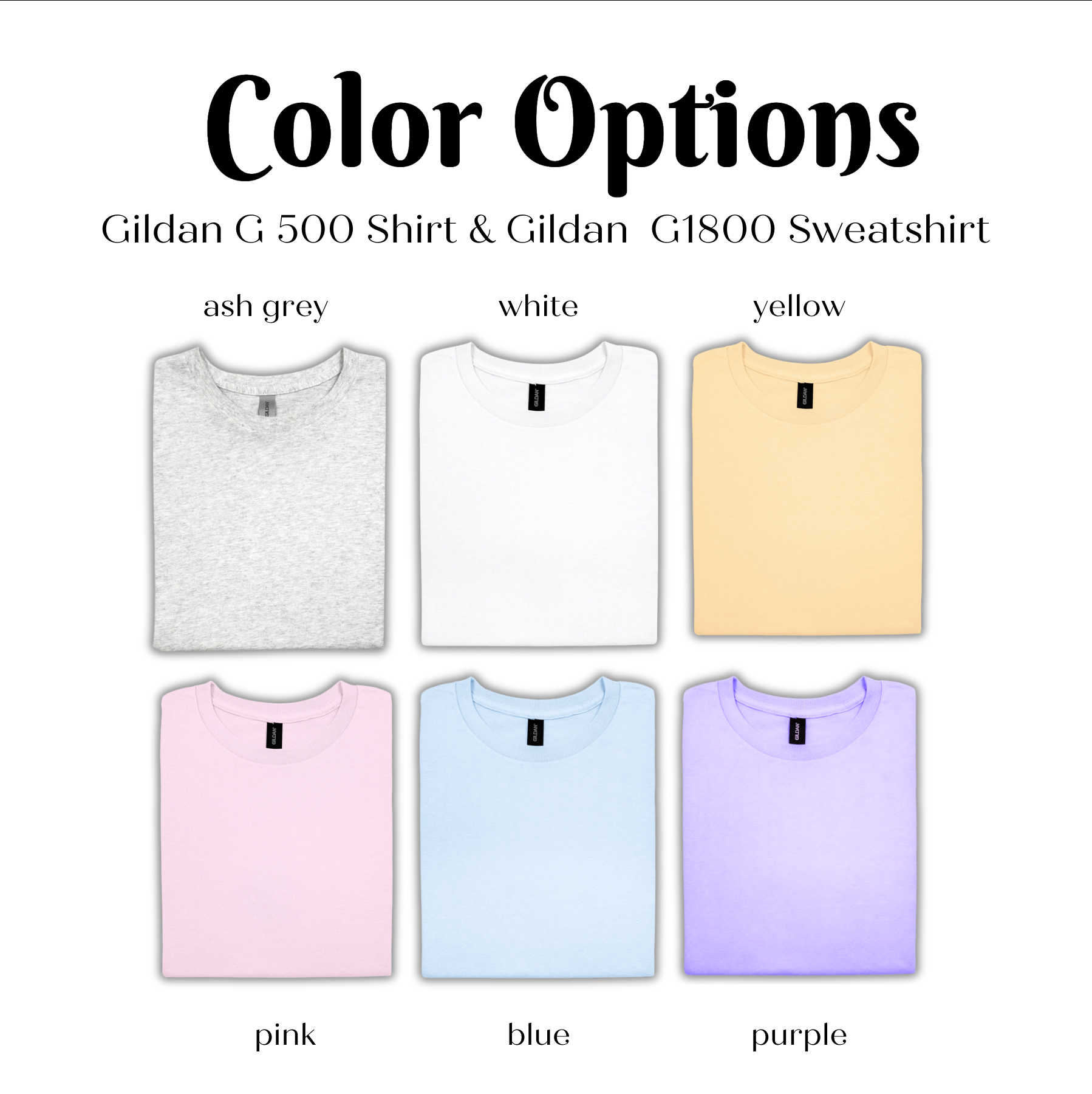 four colors of a t - shirt with the text color options