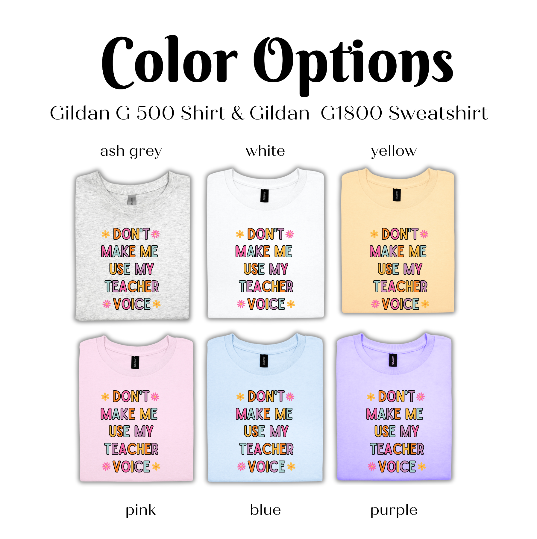 a group of t - shirts with the words color options