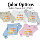 a group of children's sweaters with the words, color options, and