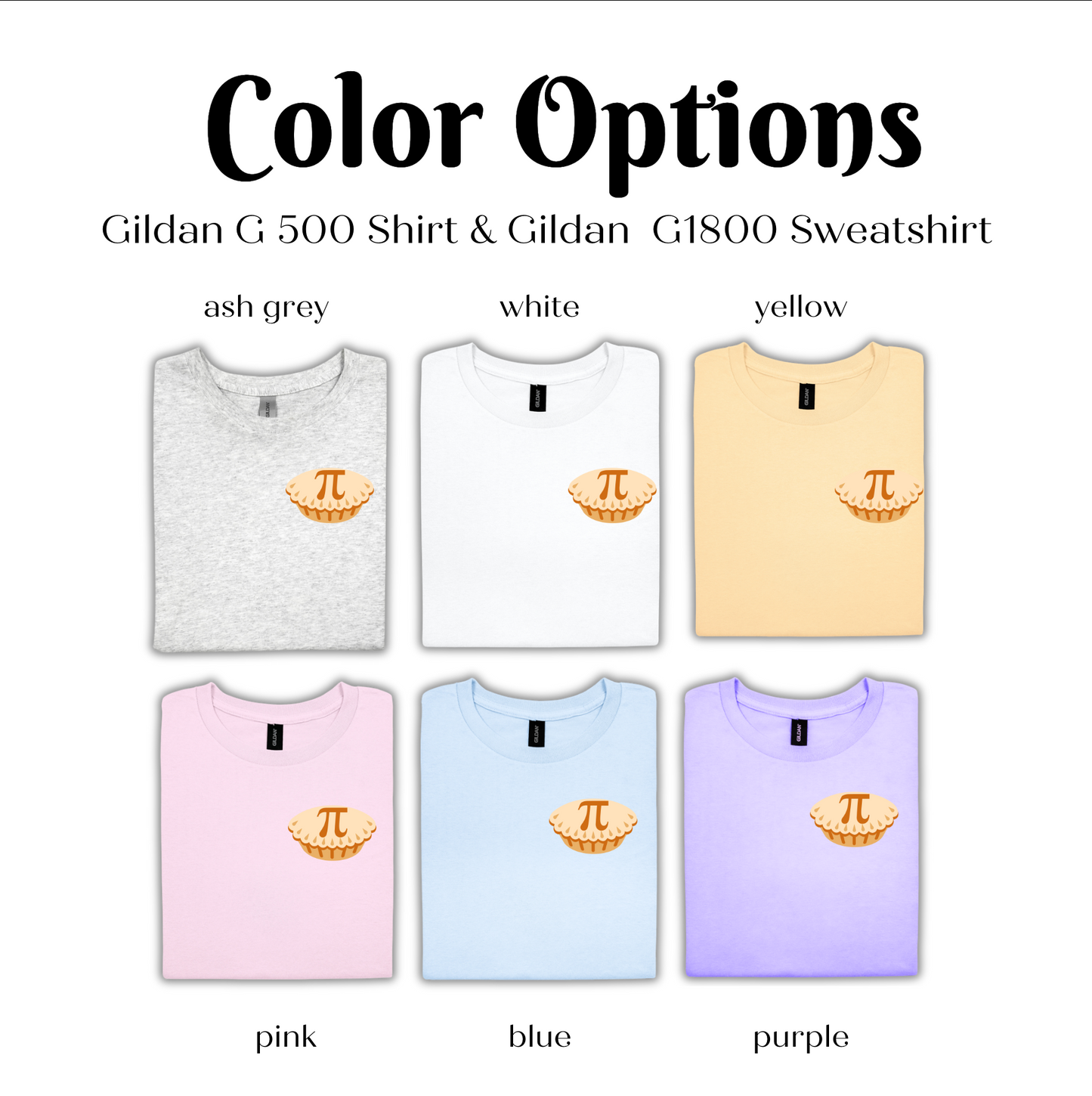 a group of t - shirts with the words color options on them