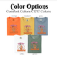 four different colors of t - shirts with the words color options