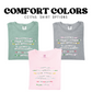 three t - shirts with the words comfort colors on them