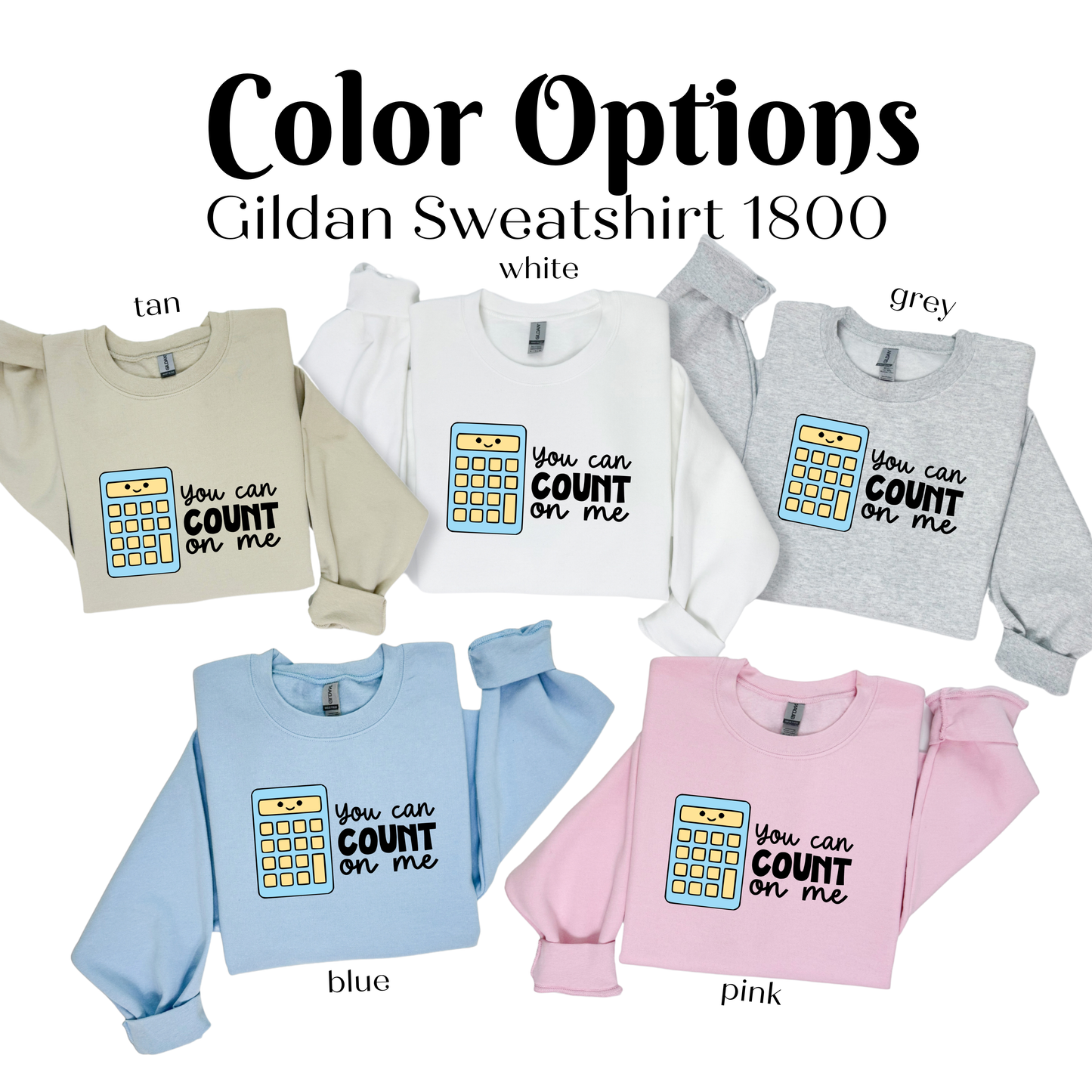 a group of sweaters with the words color options on them