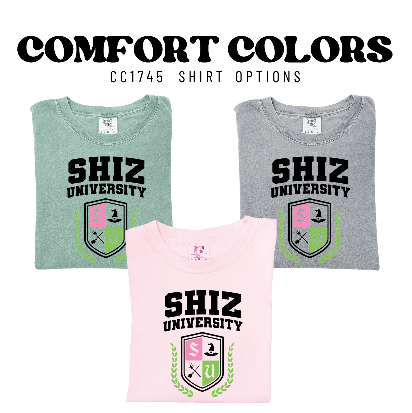 three shirts with the words comfort colors on them