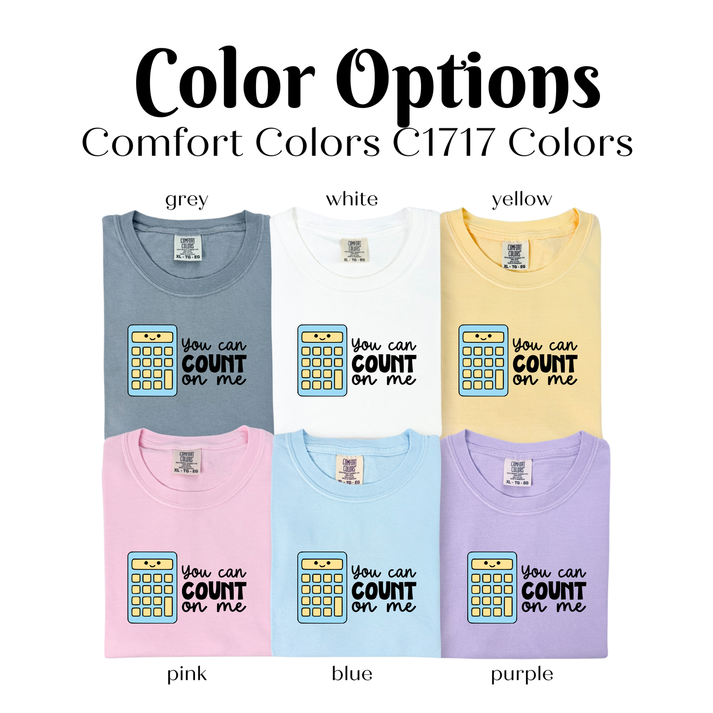 a group of t - shirts with the words color options on them