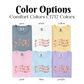 four different colors of shirts with the words color options on them