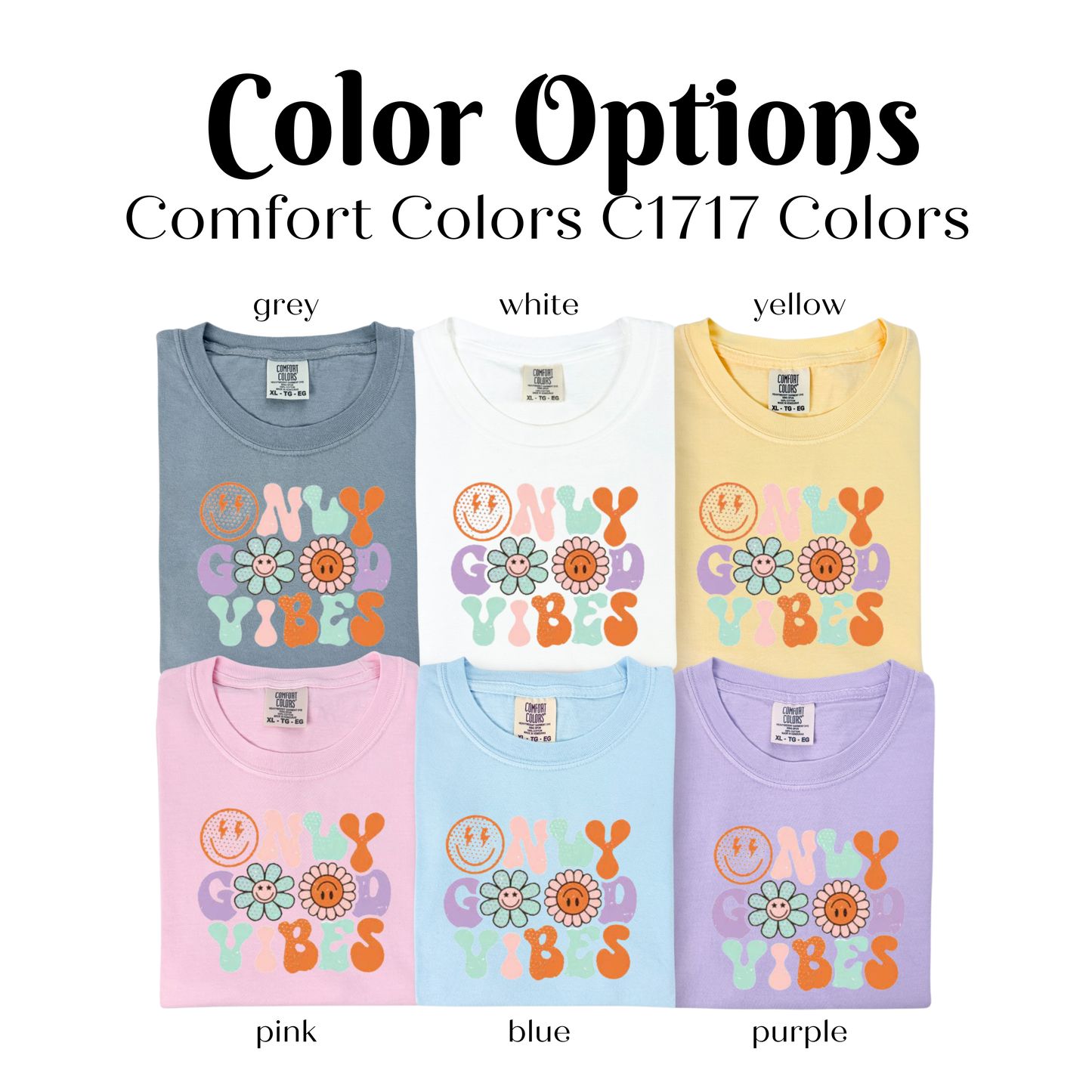 a group of t - shirts with the words color options on them