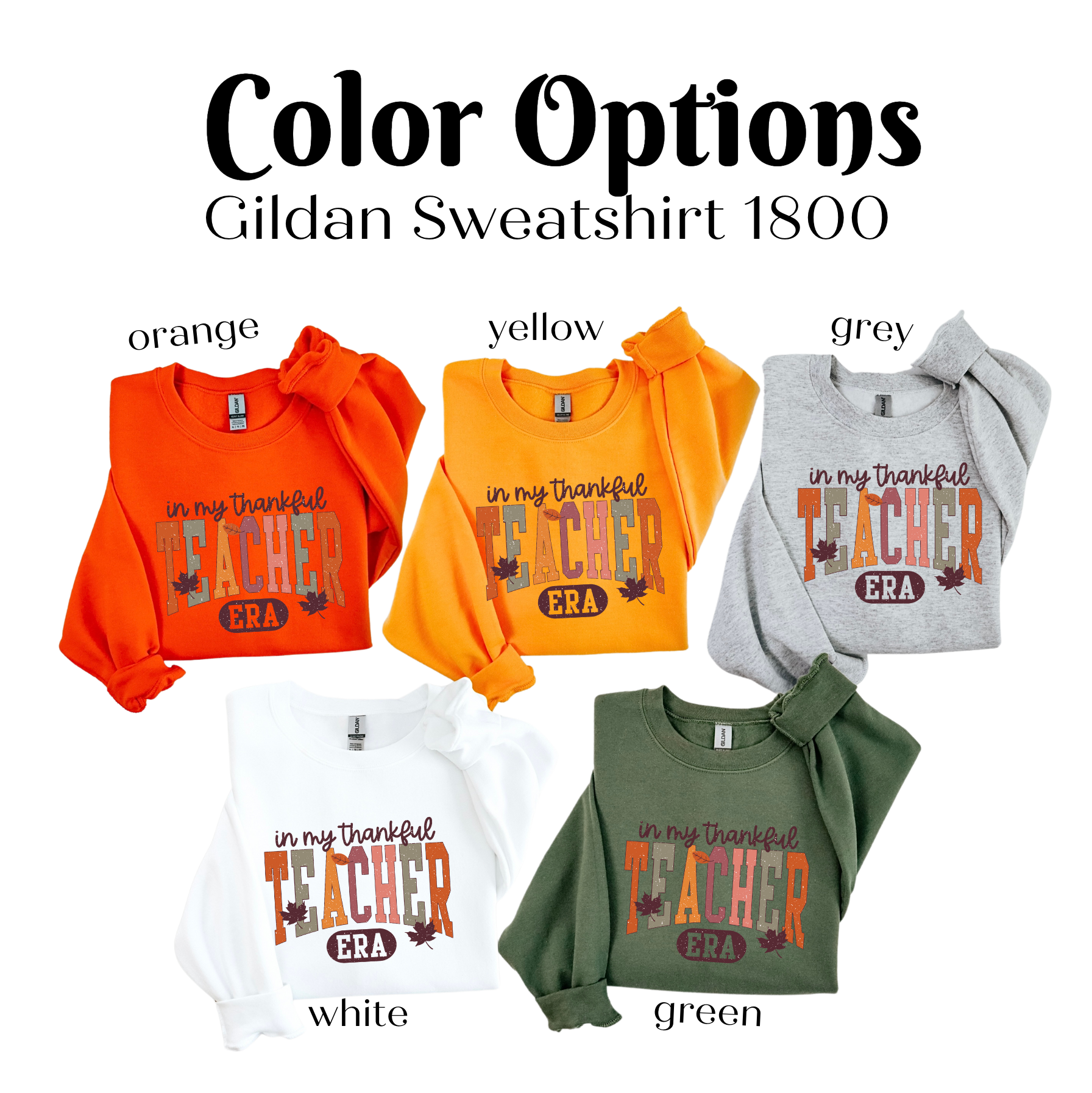 a group of children's sweatshirts with the words, color options, and