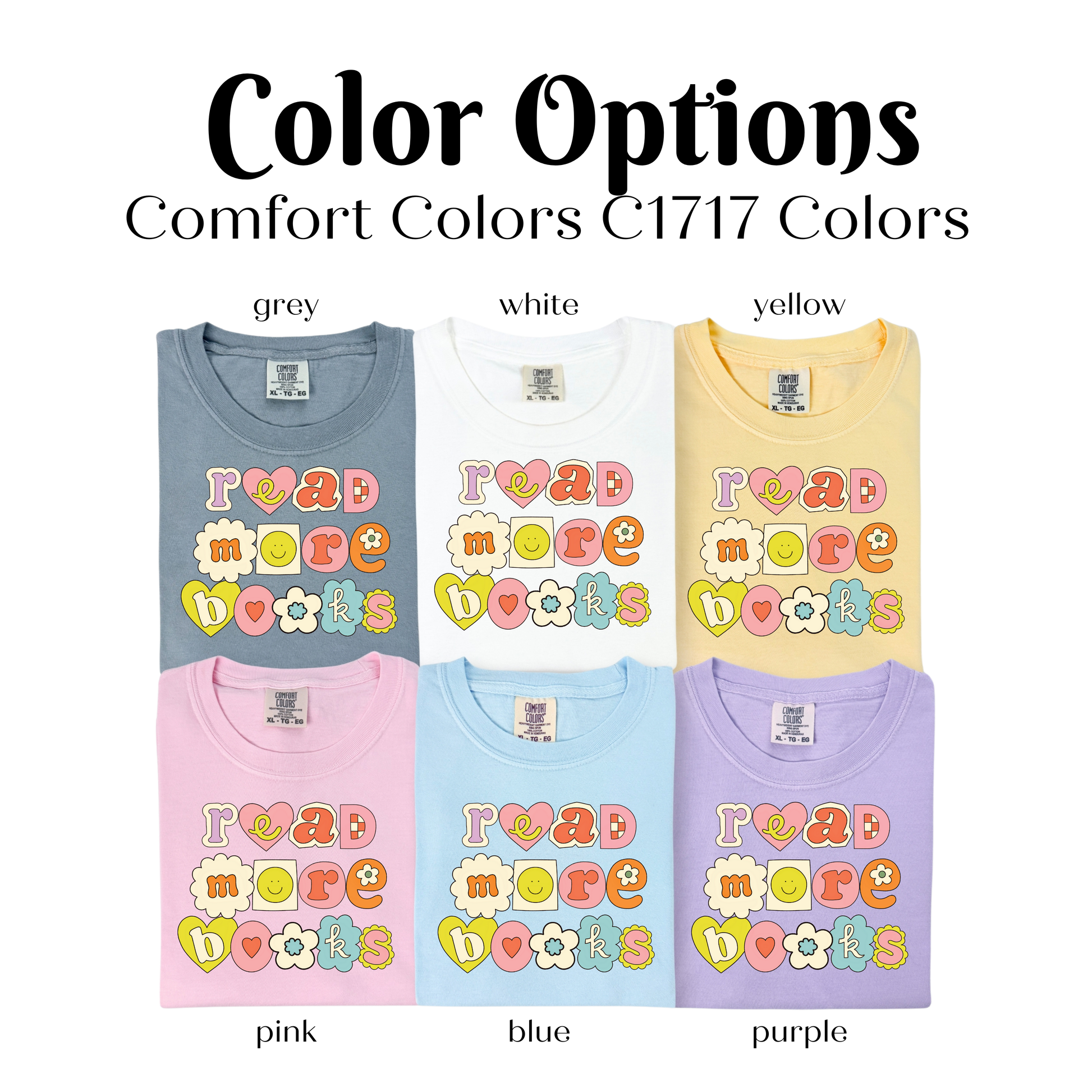 a group of four t - shirts with the words color options