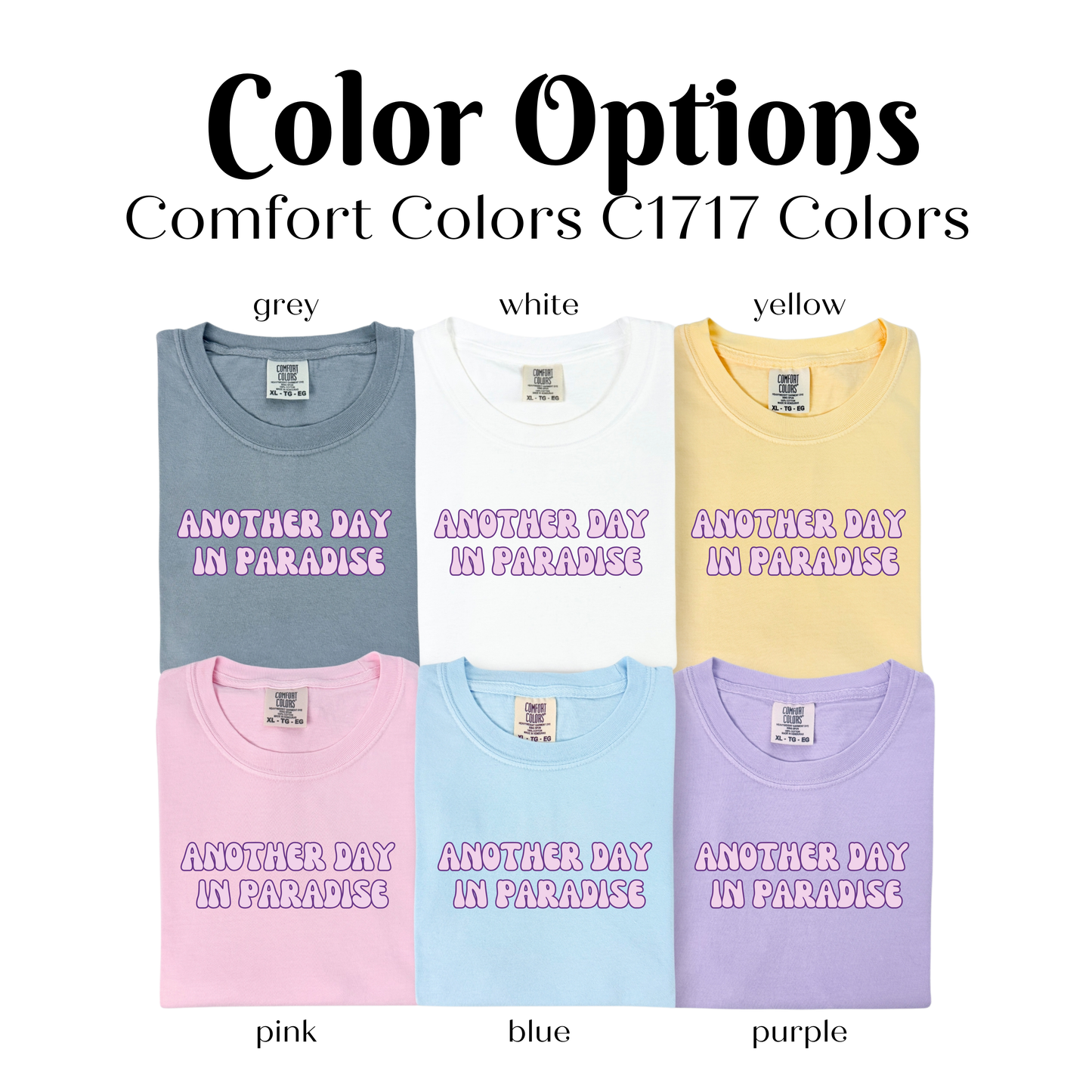 four different colors of t - shirts with the words color options