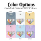 four different colors of t - shirts with the words, color options, and a