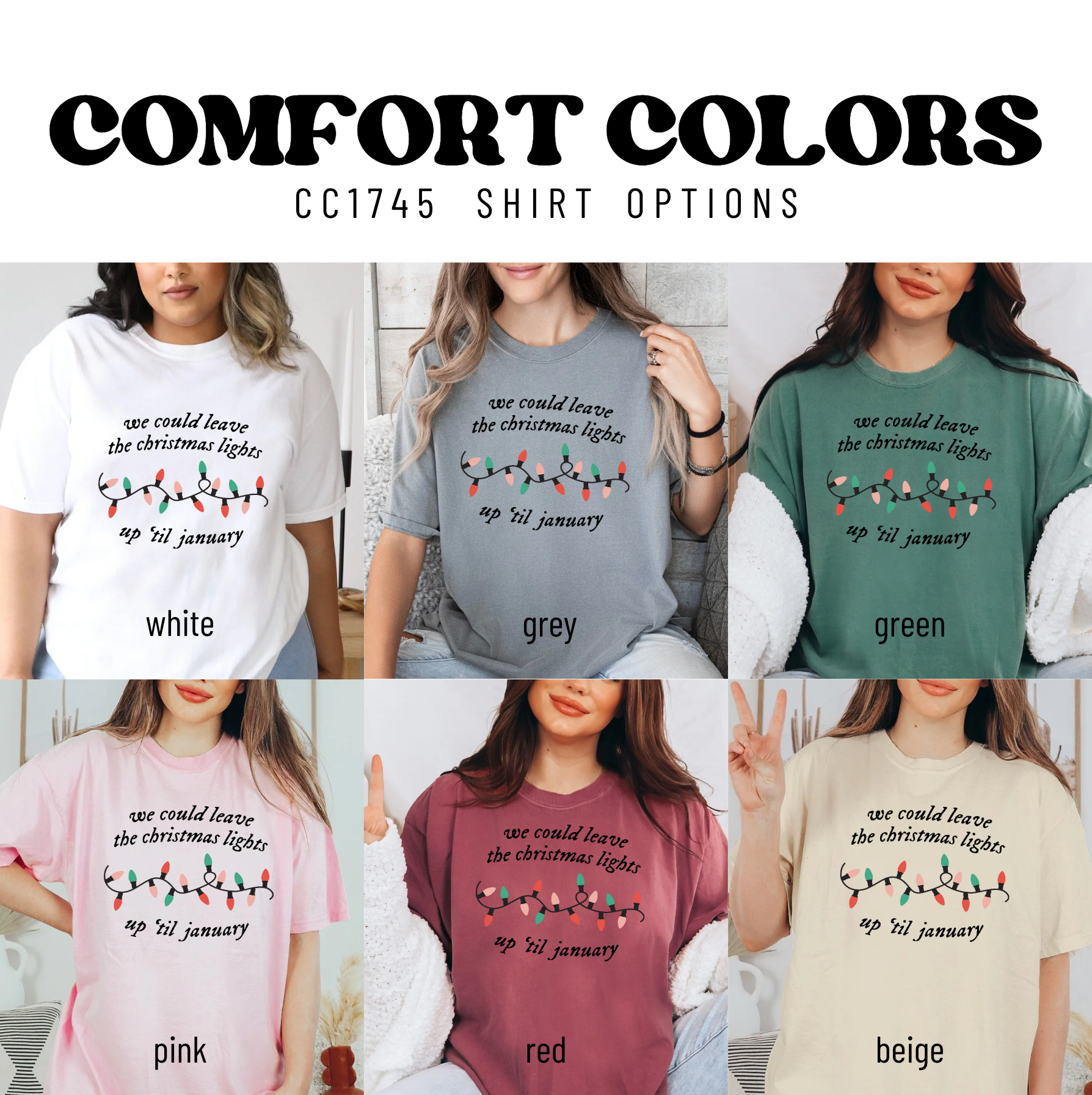 a group of women wearing comfort colors shirts