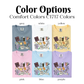 four different colors of t - shirts with the words color options